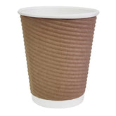 Fiesta Compostable Recyclable Kraft Ripple-Wall Coffee Cup 8oz (Pack of 500)